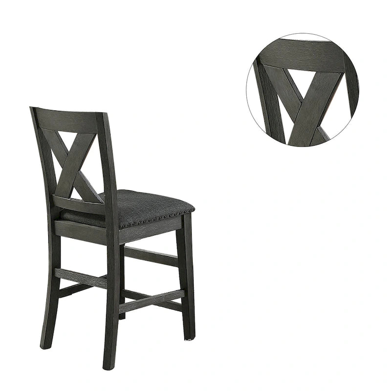 Chaises de comptoir à dossier en X gris foncé, lot de 2