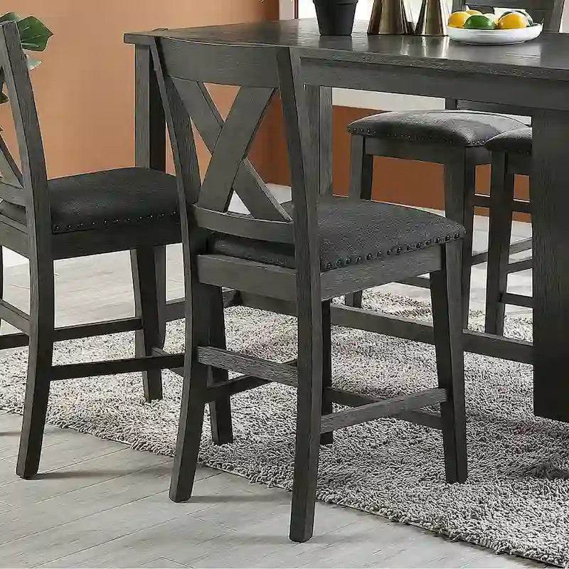 Chaises de comptoir à dossier en X gris foncé, lot de 2