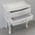 Table d'appoint à 2 tiroirs blanc antique, modèle simple