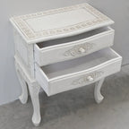 Table d'appoint à 2 tiroirs blanc antique, modèle simple