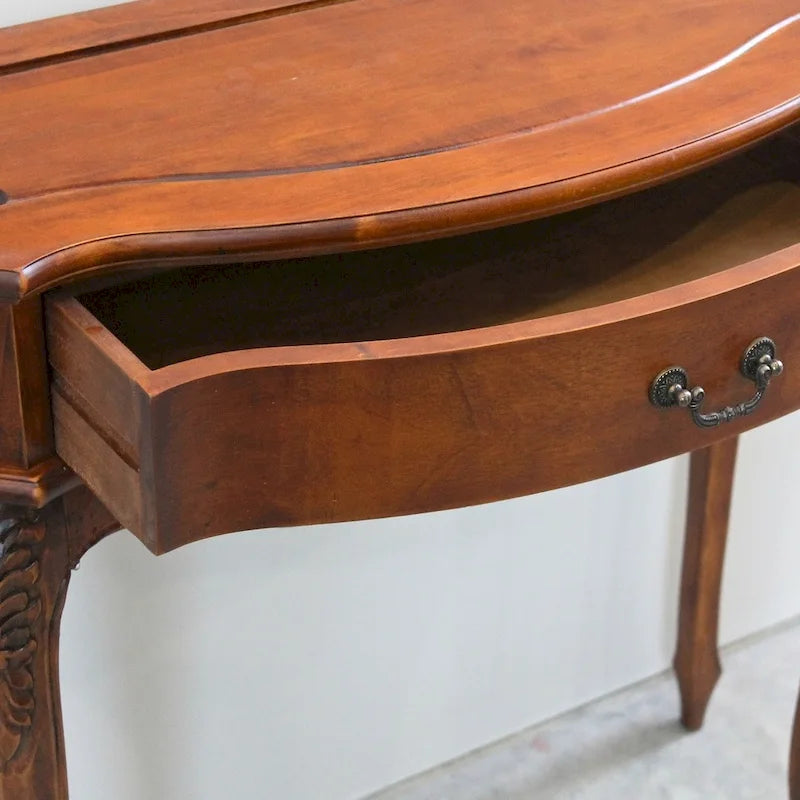 Table d'entrée sculptée à la main en noyer à 1 tiroir