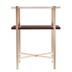 Table d'appoint à 2 niveaux en similicuir marbre blanc/brun avec étagère ouverte