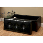 Banc de rangement en similicuir noir avec couvercle amovible, 1-2 personnes