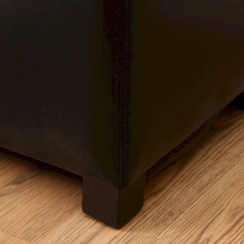 Banc de rangement en similicuir noir avec couvercle amovible, 1-2 personnes