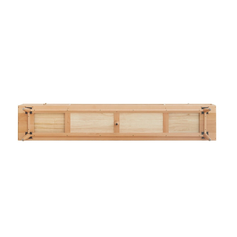 Meuble TV couleur bois naturel avec portes en verre et 3 tiroirs, assemblage par une seule personne