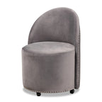 Fauteuil d'appoint roulant en velours bleu marine et gris, une place
