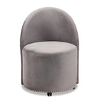 Fauteuil d'appoint roulant en velours bleu marine et gris, une place