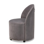 Fauteuil d'appoint roulant en velours bleu marine et gris, une place