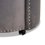 Fauteuil d'appoint roulant en velours bleu marine et gris, une place