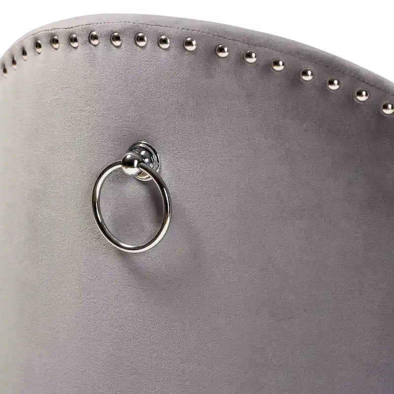 Fauteuil d'appoint roulant en velours bleu marine et gris, une place