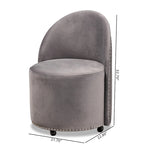 Fauteuil d'appoint roulant en velours bleu marine et gris, une place