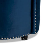 Fauteuil d'appoint roulant en velours bleu marine et gris, une place