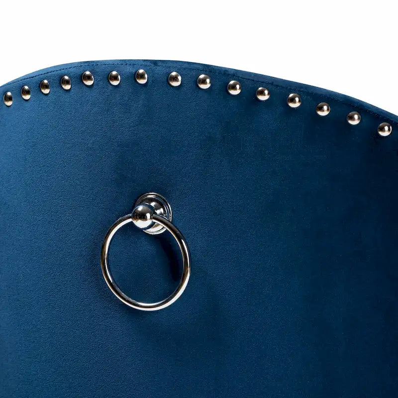 Fauteuil d'appoint roulant en velours bleu marine et gris, une place