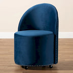 Fauteuil d'appoint roulant en velours bleu marine et gris, une place