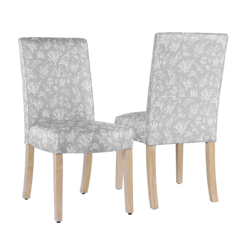 Chaise de salle à manger Parsons gris clair/fleuri/crème, lot de 2