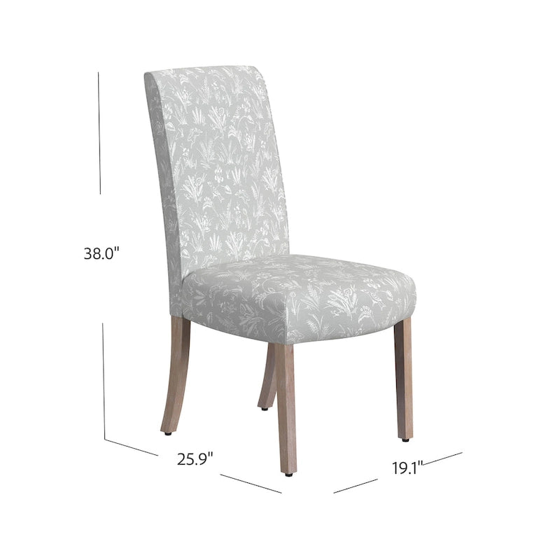 Chaise de salle à manger Parsons gris clair/fleuri/crème, lot de 2