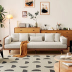 Canapé 3 places en coton et lin beige/café pour 3 personnes