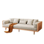 Canapé 3 places en coton et lin beige/café pour 3 personnes