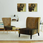 Fauteuil d'appoint de ferme rembourré imprimé bison marron et noir - Une place