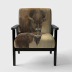 Fauteuil d'appoint de ferme rembourré imprimé bison marron et noir - Une place