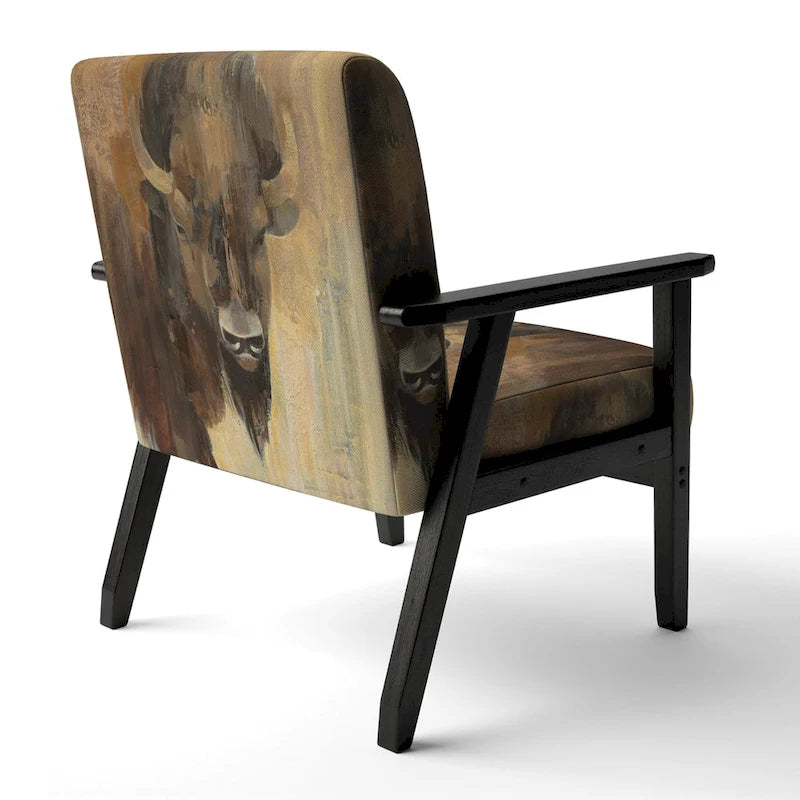Fauteuil d'appoint de ferme rembourré imprimé bison marron et noir - Une place