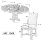 Ensemble de salle à manger rond extensible 5 pièces en bois naturel/noir pour 6 personnes