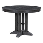 Ensemble de salle à manger rond extensible 5 pièces en bois naturel/noir pour 6 personnes