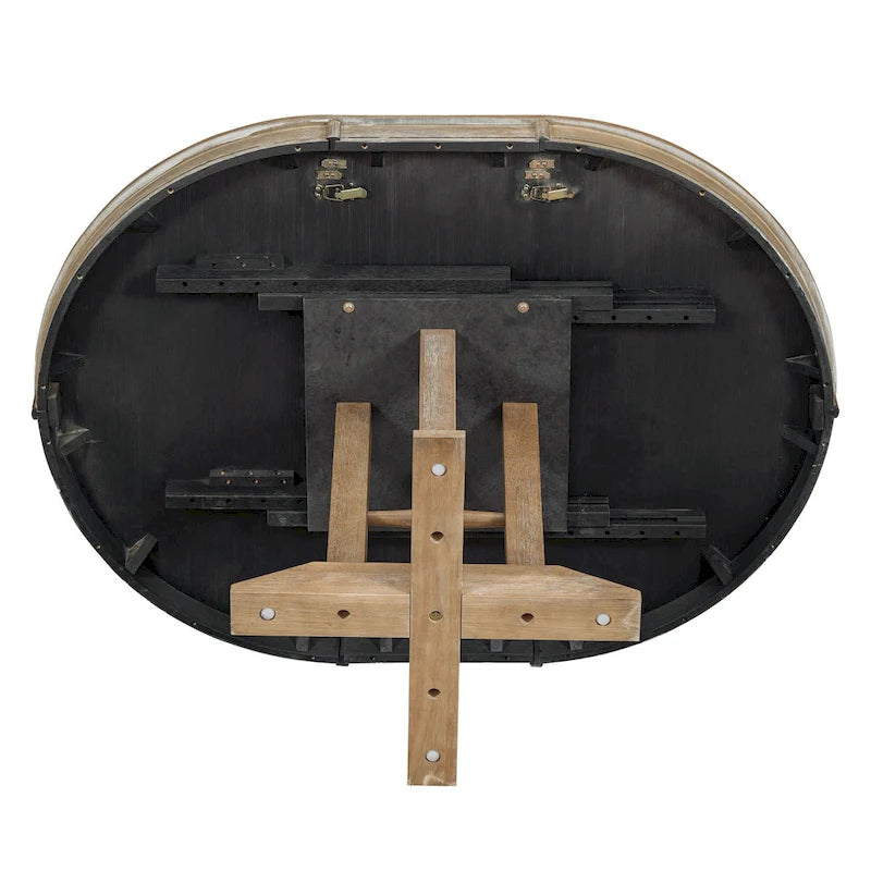 Ensemble de salle à manger rond extensible 5 pièces en bois naturel/noir pour 6 personnes