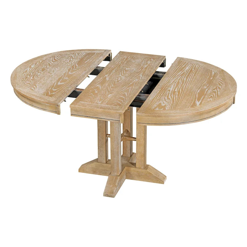Ensemble de salle à manger rond extensible 5 pièces en bois naturel/noir pour 6 personnes