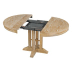 Ensemble de salle à manger rond extensible 5 pièces en bois naturel/noir pour 6 personnes