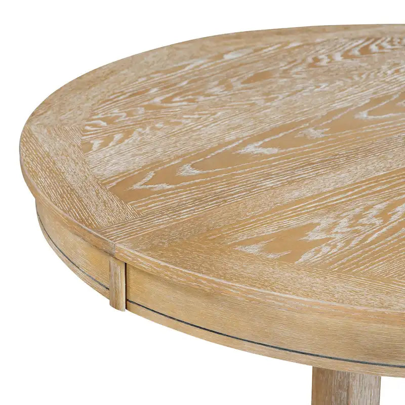 Ensemble de salle à manger rond extensible 5 pièces en bois naturel/noir pour 6 personnes