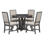 Ensemble de salle à manger rond extensible 5 pièces en bois naturel/noir pour 6 personnes