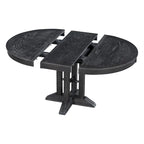 Ensemble de salle à manger rond extensible 5 pièces en bois naturel/noir pour 6 personnes