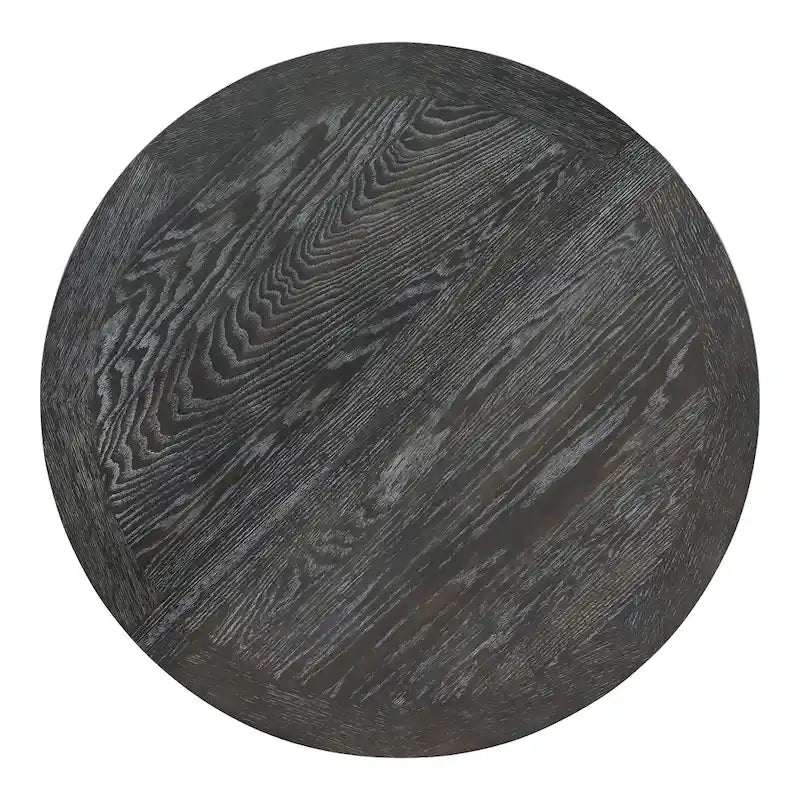 Ensemble de salle à manger rond extensible 5 pièces en bois naturel/noir pour 6 personnes