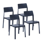 Chaise de salle à manger empilable en plastique noir/blanc/gris, lot de 4