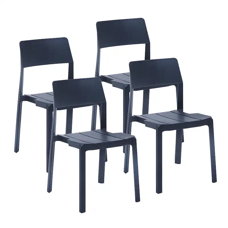 Chaise de salle à manger empilable en plastique noir/blanc/gris, lot de 4