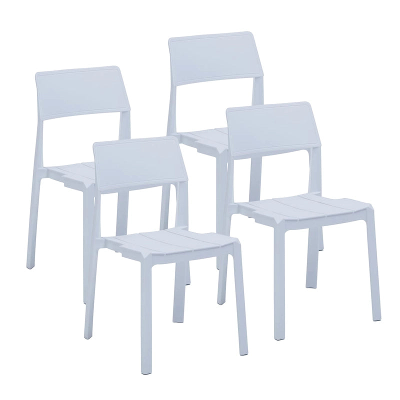 Chaise de salle à manger empilable en plastique noir/blanc/gris, lot de 4
