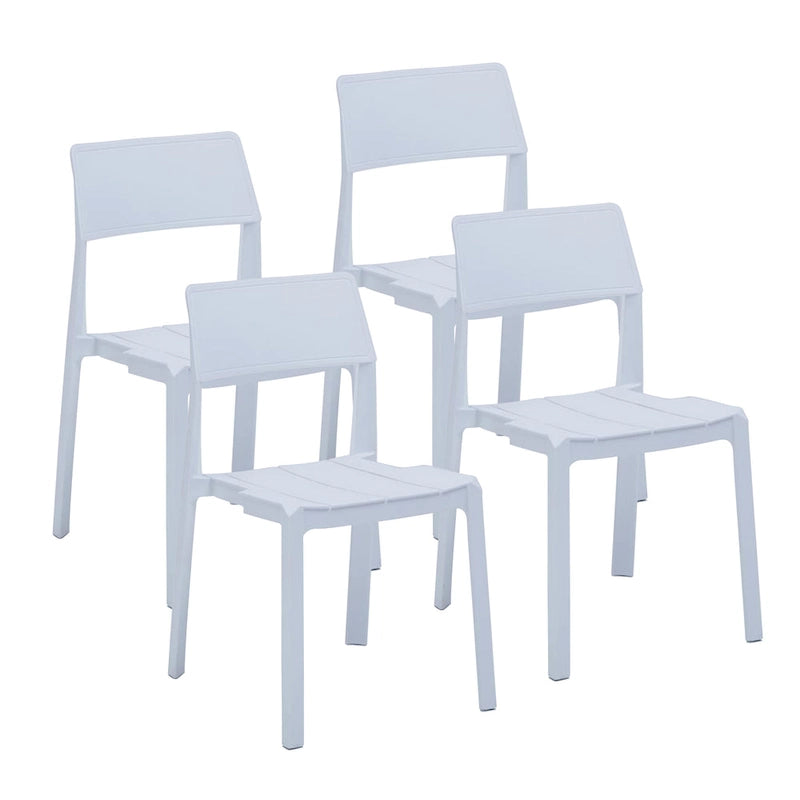 Chaise de salle à manger empilable en plastique noir/blanc/gris, lot de 4