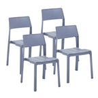 Chaise de salle à manger empilable en plastique noir/blanc/gris, lot de 4