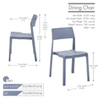 Chaise de salle à manger empilable en plastique noir/blanc/gris, lot de 4