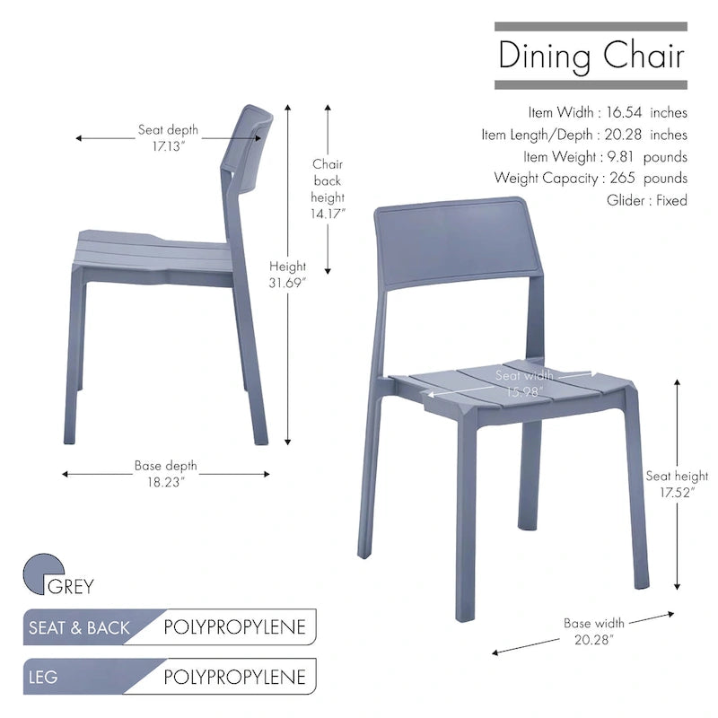 Chaise de salle à manger empilable en plastique noir/blanc/gris, lot de 4