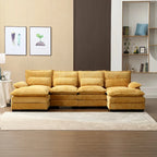 Canapé sectionnel en chenille multicolore en forme de U avec double méridienne, 6 places