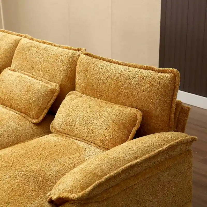 Canapé sectionnel en chenille multicolore en forme de U avec double méridienne, 6 places