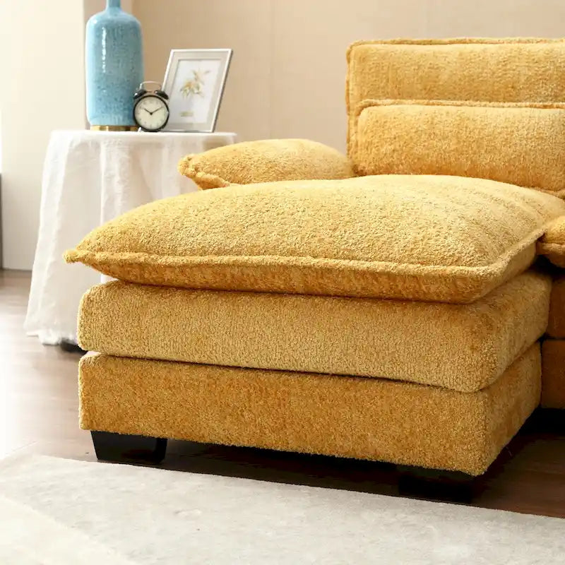 Canapé sectionnel en chenille multicolore en forme de U avec double méridienne, 6 places
