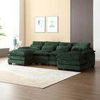 Canapé sectionnel en chenille multicolore en forme de U avec double méridienne, 6 places