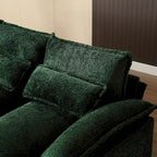 Canapé sectionnel en chenille multicolore en forme de U avec double méridienne, 6 places