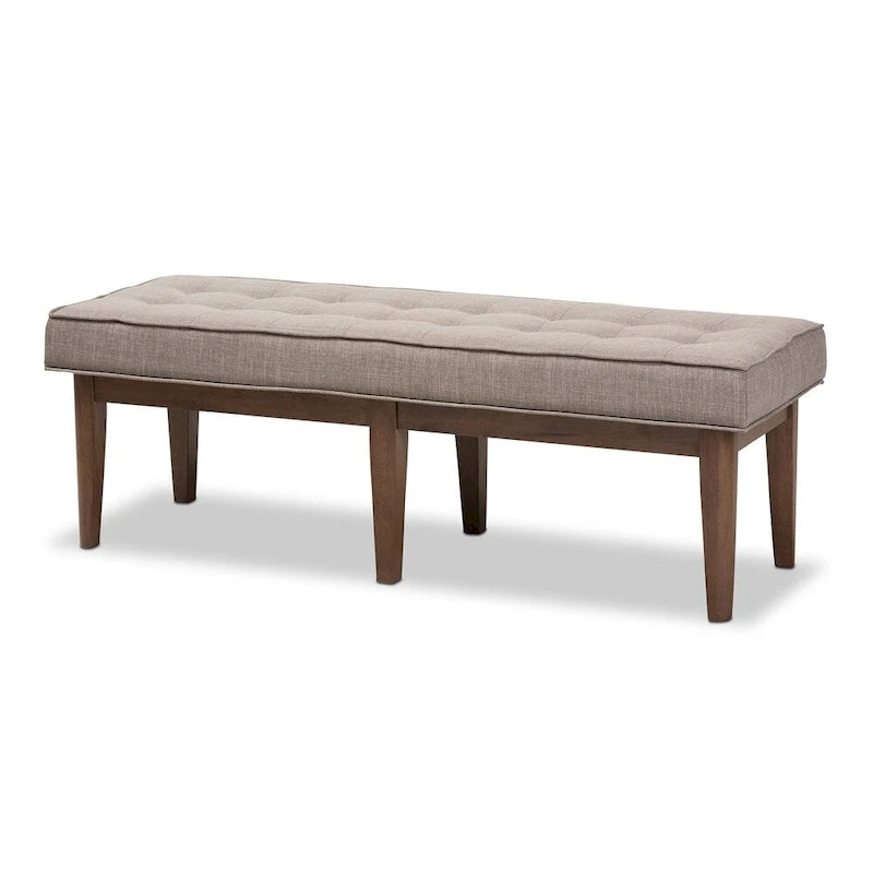 Banc 2 places capitonné, style Mid-Century, beige/gris/anthracite