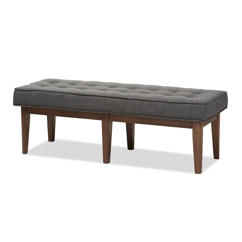 Banc 2 places capitonné, style Mid-Century, beige/gris/anthracite