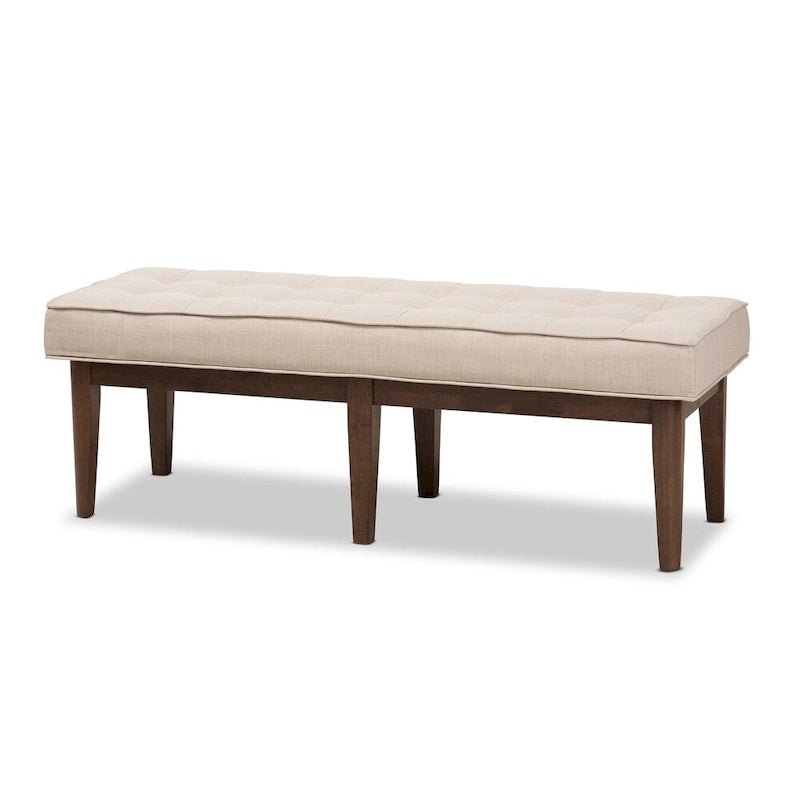 Banc 2 places capitonné, style Mid-Century, beige/gris/anthracite