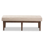 Banc 2 places capitonné, style Mid-Century, beige/gris/anthracite